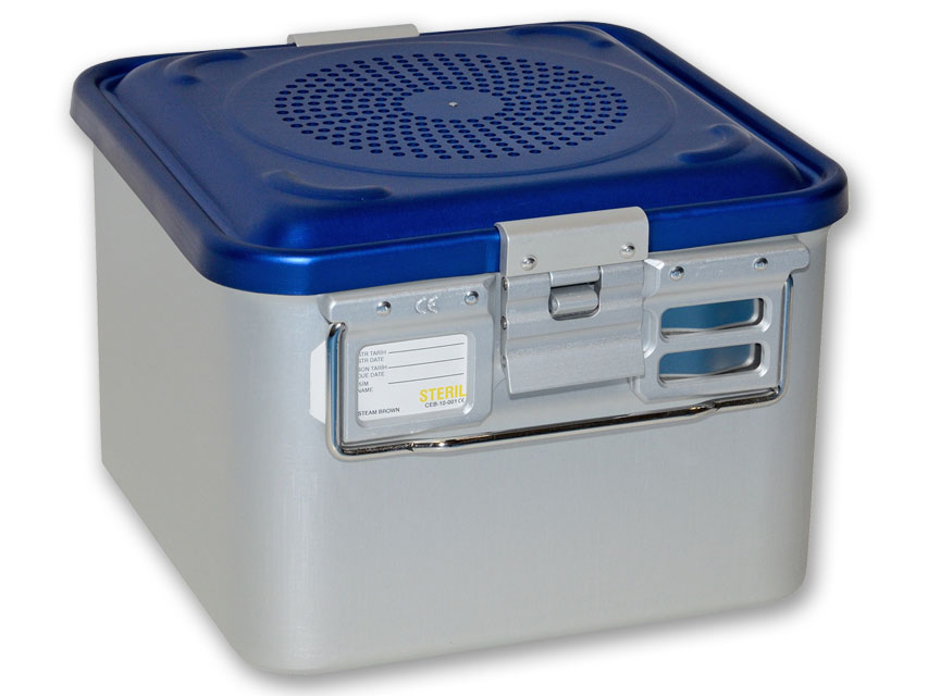 0356 CONTAINER WITH FILTER small h 200 mm - blue - perforated