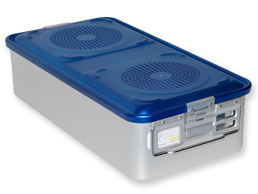 Dažādi, 6 CONTAINER WITH FILTER large h 150 mm - blue - perforated