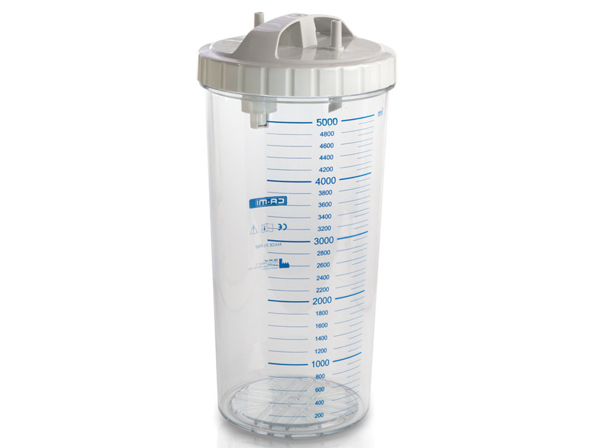 Accessories for aspirators, BOTTLE 5 I WITH COVER - autoclavable at 143°