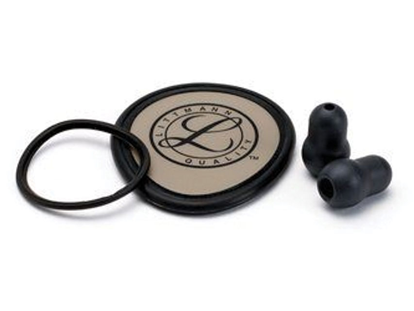 Spare parts for 3M LITTMANN stethoscopes, LITTMANN KIT 40020: DIAPHRAGM and RIM and BELL SLEEVE and EARTIPS for Lightweight - black - blister