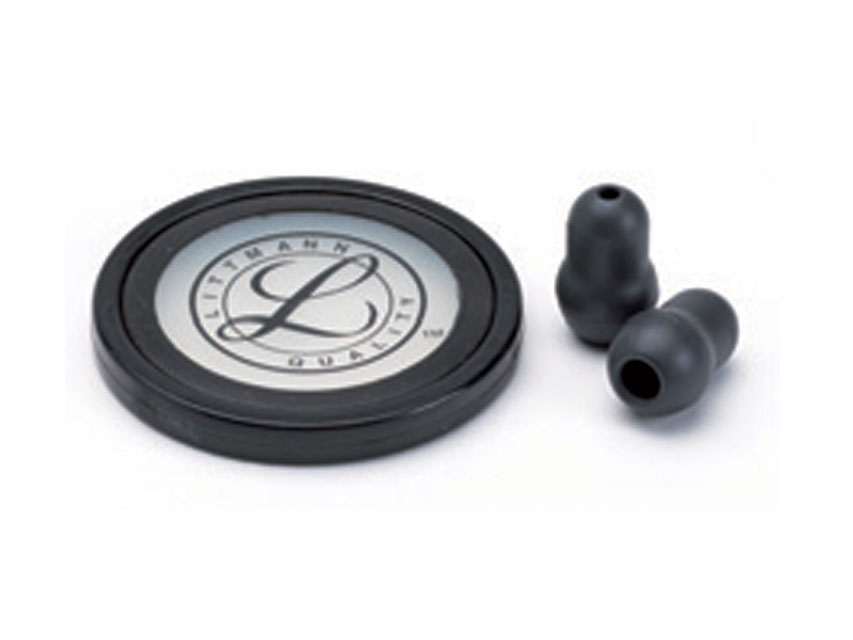 Spare parts for 3M LITTMANN stethoscopes, LITTMANN KIT 40011: DIAPHRAGM and RIM and EARTIPS for Master Cardiology - black - blister