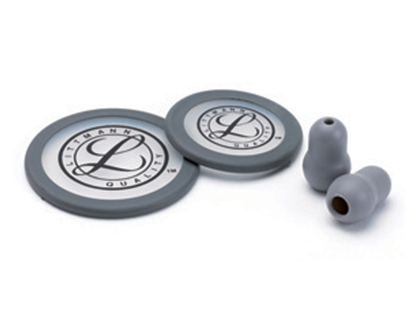 Spare parts for 3M LITTMANN stethoscopes, LITTMANN KIT 40017: 2 DIAPHRAGMS and RIM and EARTIPS for ClassicI III, Cardiology IV - grey - blister