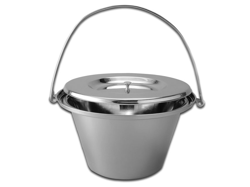 Stainless steel holloware, S/S COMMODE BUCKET WITH COVER - 5 l