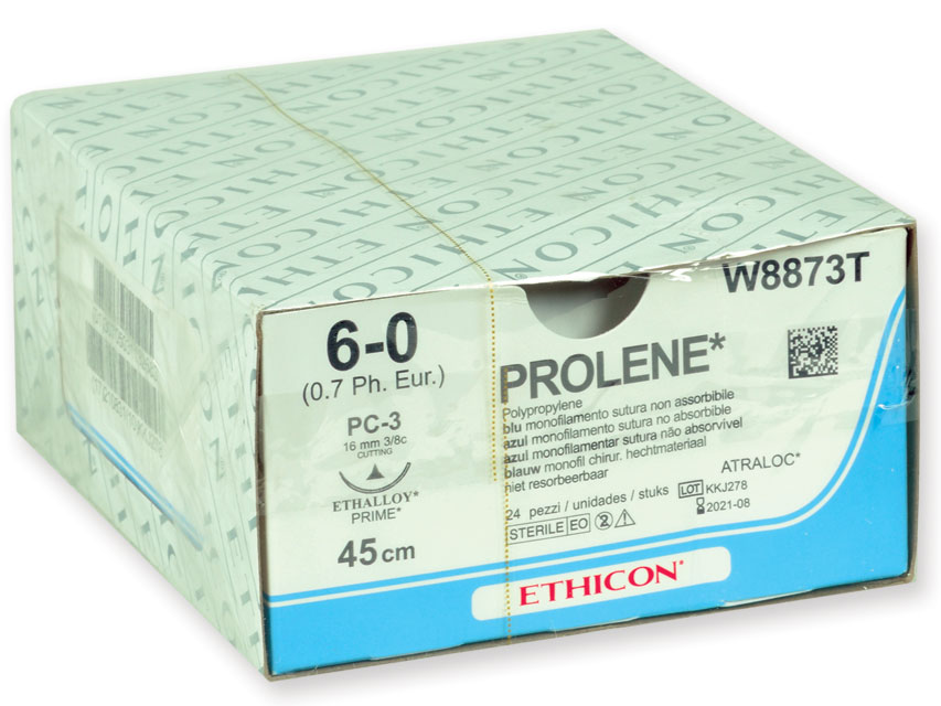 ETHICON PROLENE BLUE MONOFILAMENT SUTURES, ETHICON PROLENE BLUE MONOFILAMENT SUTURES - gauge 6/0 needle 16 mm