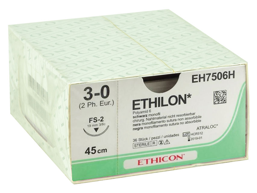 ETHICON ETHILON MONOFILAMENT SUTURES, ETHICON ETHILON MONOFILAMENT SUTURES - gauge 3/0 needle 19 mm