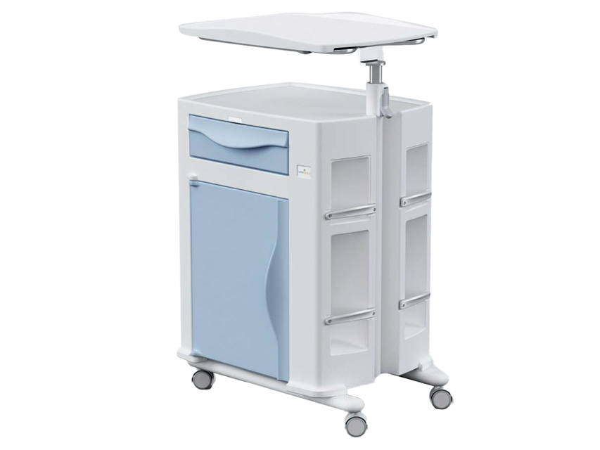 Hospital beds, mattresses, bedside tables and furniture, OLYMPUS BEDSIDE TABLE with OVERBED TABLE