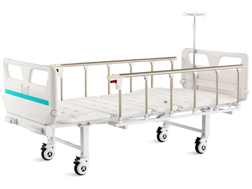 Hospital beds, mattresses, bedside tables and furniture, 3 JOINTS PATIENT BED - 2 cranks - castors