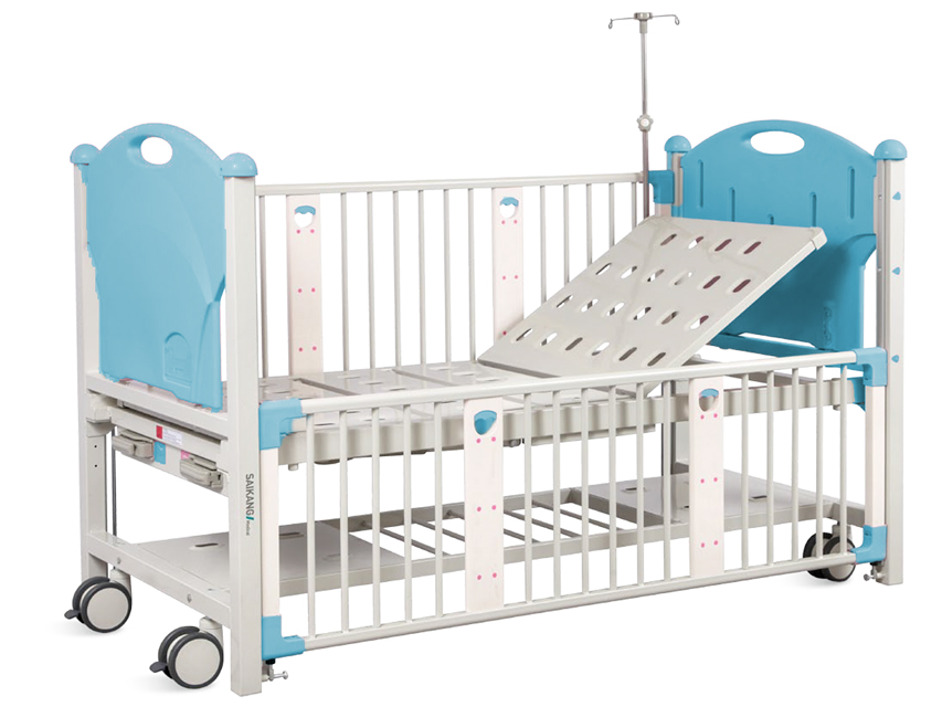 Hospital beds, mattresses, bedside tables and furniture, CHILDREN BED - 2 cranks - light blue