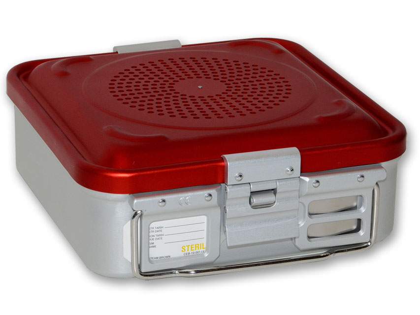 Konteiners ar filtru – mazs, Konteiners ar filtru – mazs, h 100 mm – sarkans