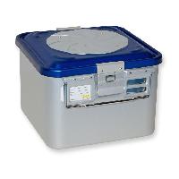 CONTAINER WITH VALVE small h 200 mm - blue - perforated