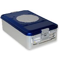 CONTAINER WITH VALVE medium h 135 mm - blue - perforated