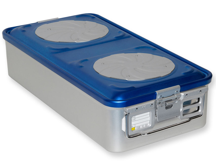 CONTAINER WITH VALVE large - blue - perforated (, CONTAINER WITH VALVE large h 135 mm - blue - perforated