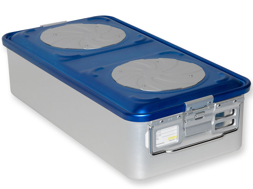 CONTAINER WITH VALVE large - blue - perforated (, CONTAINER WITH VALVE large h 150 mm - blue - perforated