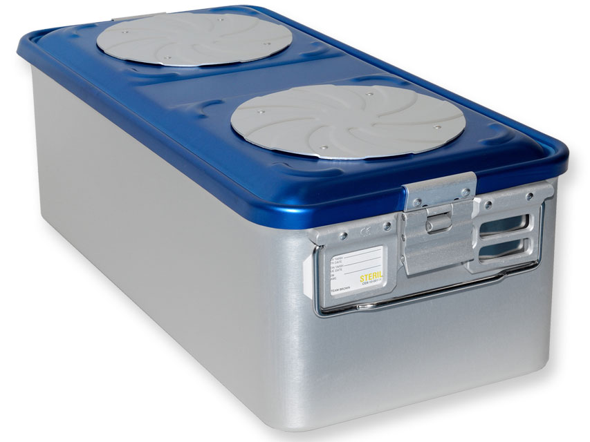 CONTAINER WITH VALVE large - blue - perforated (, CONTAINER WITH VALVE large h 200 mm - blue - perforated