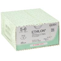 ETHICON ETHILON MONOFILAMENT SUTURES - gauge 5/0 needle 19 mm