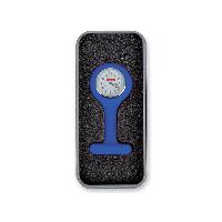 SILICONE NURSE WATCH with aluminium box - round - blue