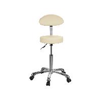 Medicīniskā taburete ar muguras balstu - gaiši bešs