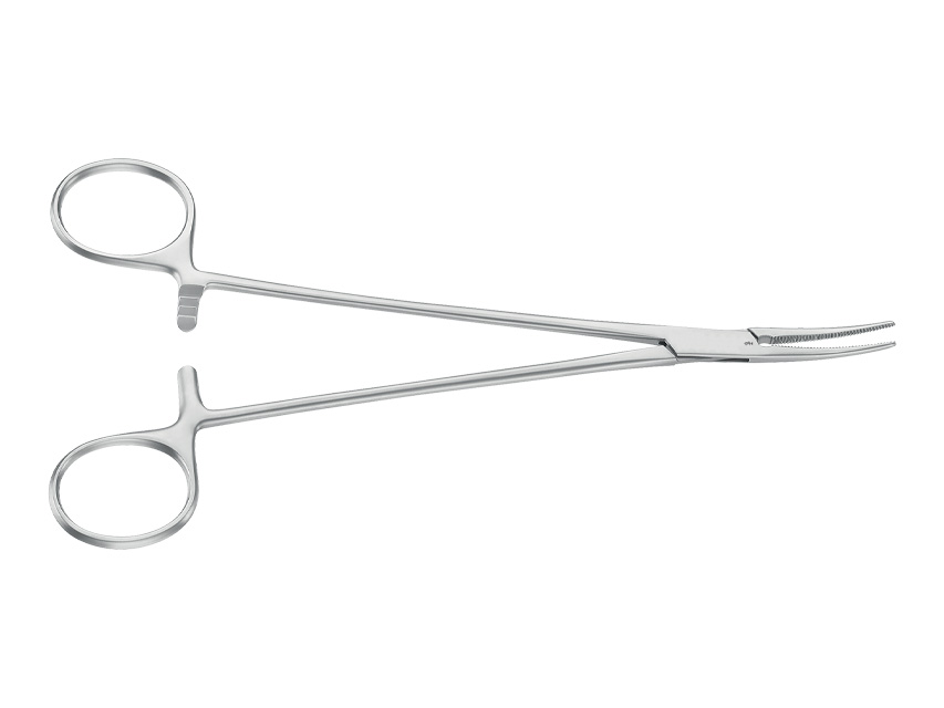 Instrumenti, AESCULAP HALSTED hemostātiskās knaibles.Izliektas.Noapaļotas.18.5 cm.BH203R