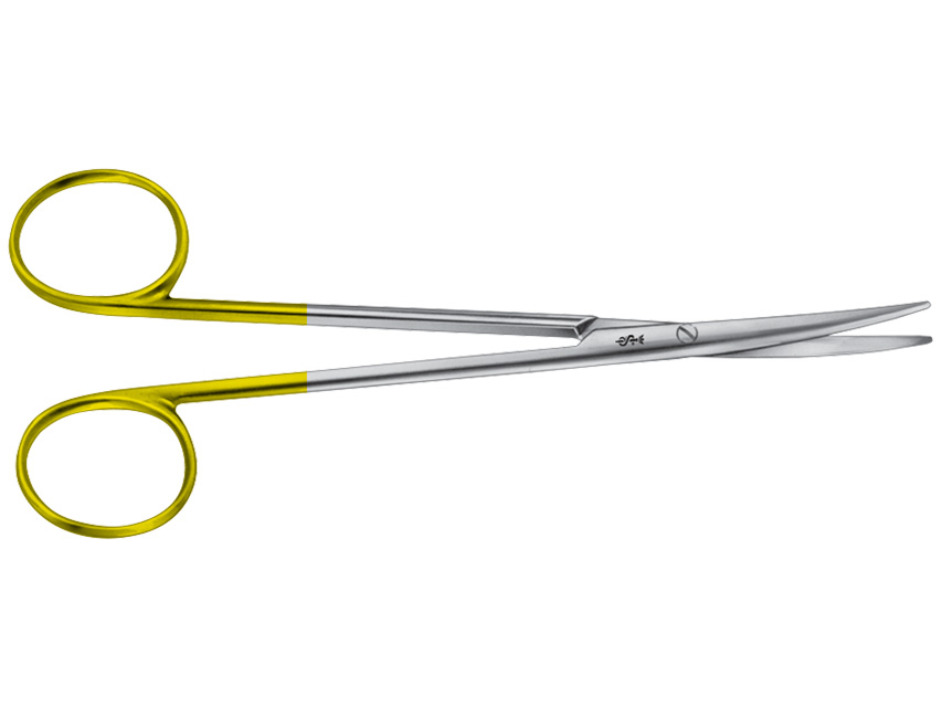 Instrumenti, AESCULAP BABY METZENBAUM TC DUROTIP šķēres.Izliektas.Noapaļotas/noapaļotas.14.5 cm.BC259R