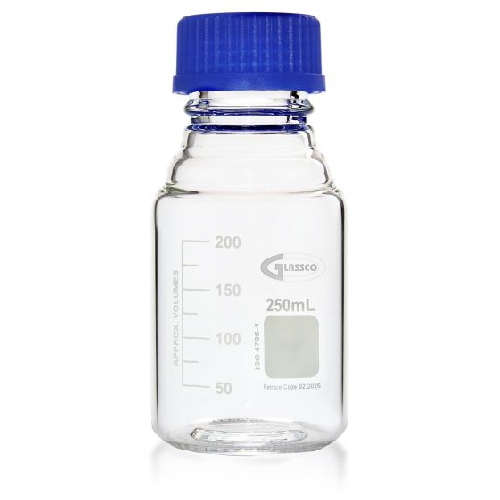 Pudeles ar skrūvējamu vāciņu, Pudele ar GL45 skrūvējamu vāciņu, 1000 ml, BORO 3.3, Glassco