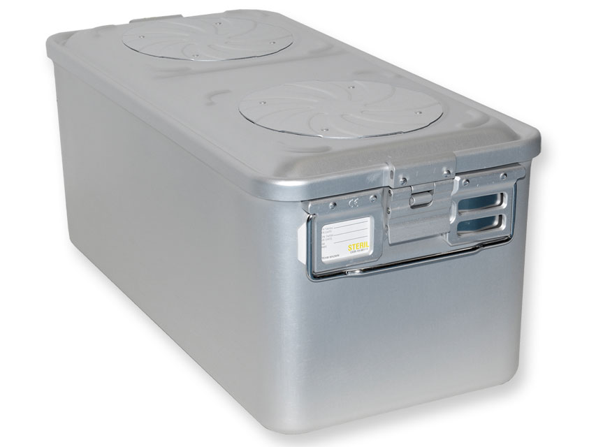 Sterilizācijas trauki, Barjeru sistēmas konteiners ar vārstu un apakšējo daļu bez perforācijas, liels