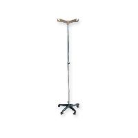 I.v.stand ON 5 WHEELS TROLLEY - aluminium - 2 hooks