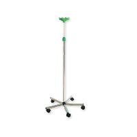 I.v.stand ON 5 WHEELS TROLLEY - stainless steel - 4 plastic hooks