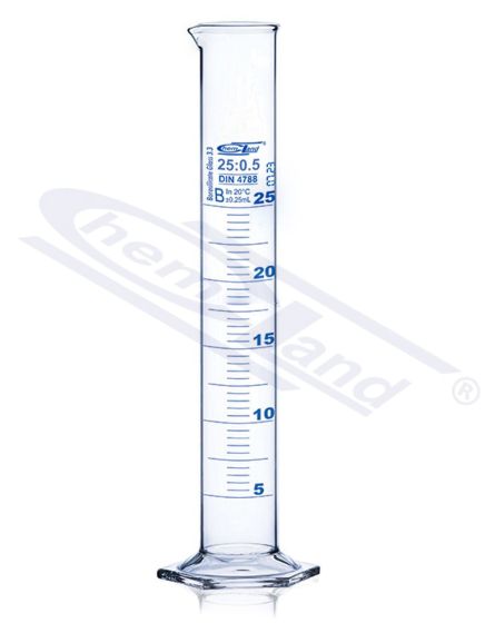 CHEMLAND NEW LINE A CLASS mērcilindrs. ZILS SERTIFIKĀTS 0100ml st.stikls