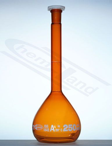 Mērkolba ar partijas sertifikātu. dzintara krāsas A klases 0005ml GLASSCO NS 10/19