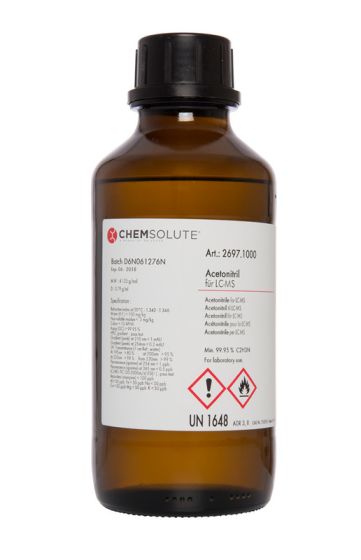 Acetonitrils LC-MS, (min. 99,95  perc ) 1 L CHEMSOLUTE® 2697.1000