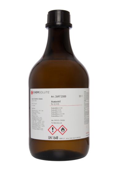 Acetonitrils līdz LC-MS, (min. 99,95  perc ) 2,5 L CHEMSOLUTE® 2697.2500