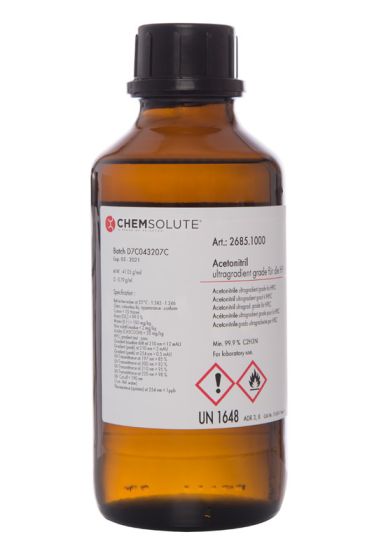 Acetonitrils ultragradientā HPLC, (min. 99,9  perc ) 1 L CHEMSOLUTE® 2685.1000