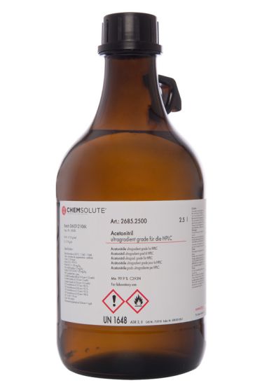 Acetonitrils ultragradientu klasei līdz HPLC, (min. 99,9  perc ) 2,5 L CHEMSOLUTE® 2685.2500